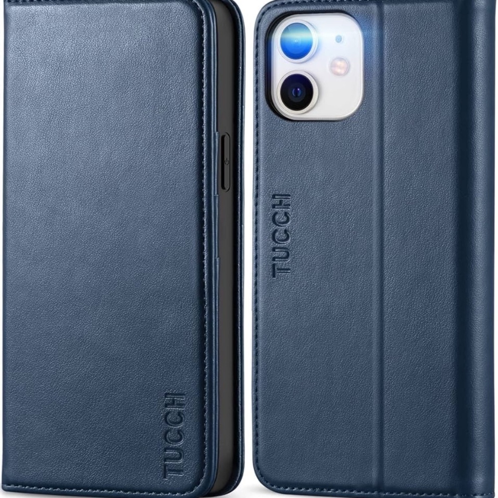 TUCCH Case For iPhone 12 Pro/12 6.1 PU Leather Folio Case Wallet Blue